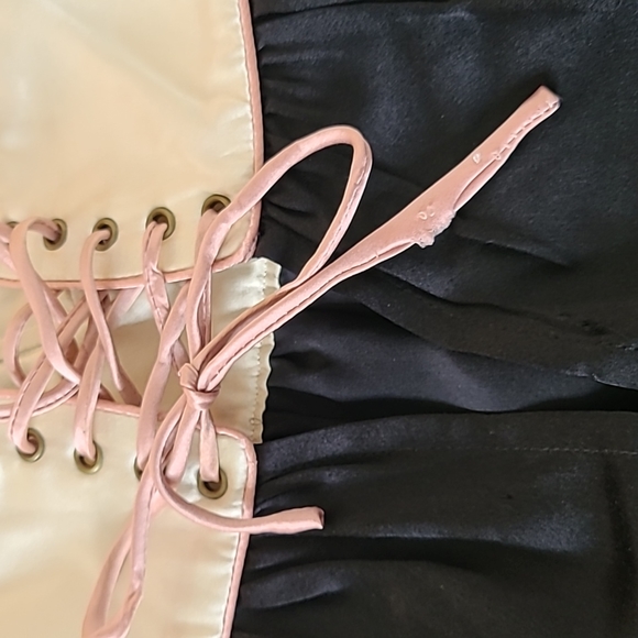 EUC VINTAGE RARE Ingwa Melero 100% corset empire waist Silk mini dress sz L - Picture 11 of 15